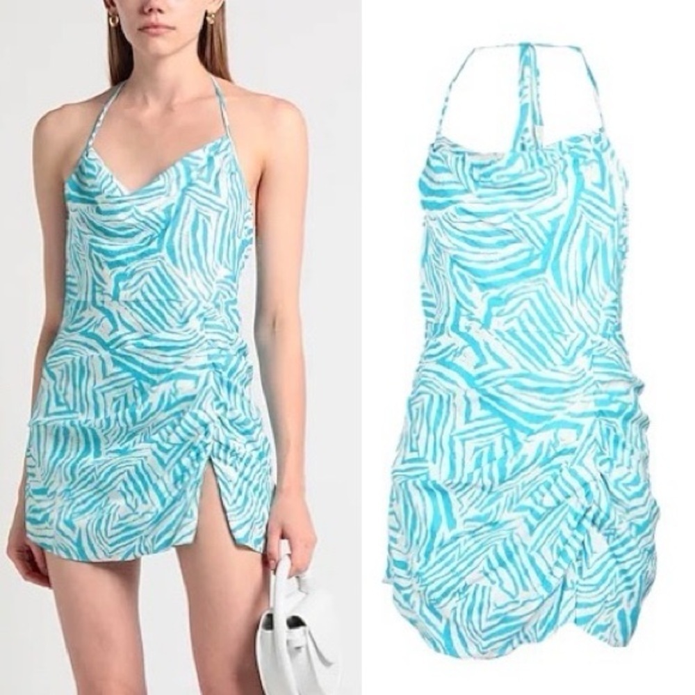 AMANDA UPRICHARD Jasalina in Animalia Blue Animal Print mini dress Romper medium